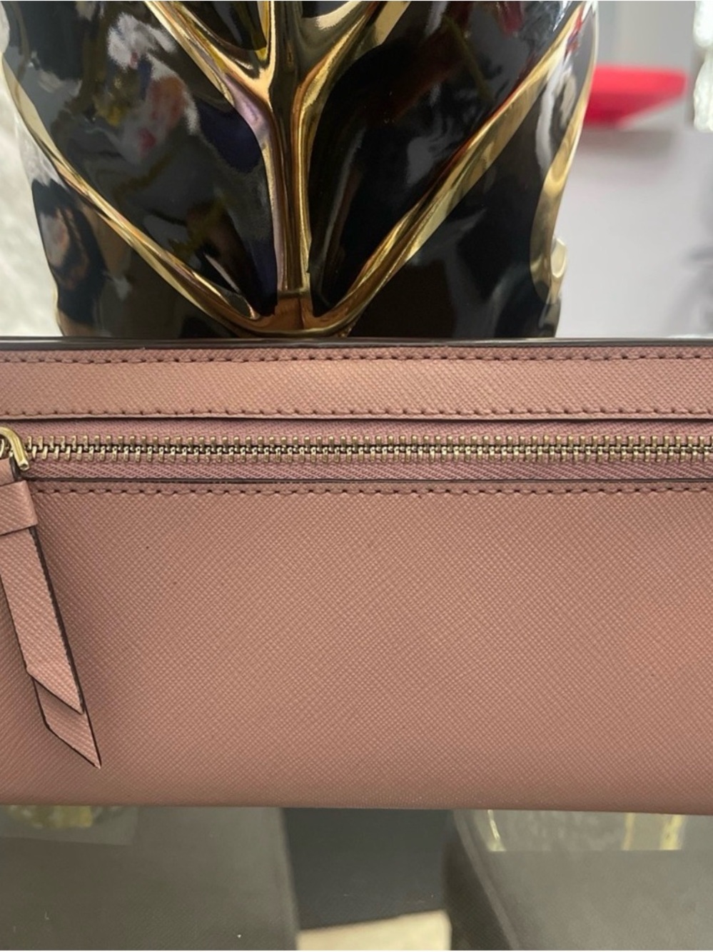 kate spade Blush Pink Saffiano Zip Wallet with Gold Logo NWOT - Picture 2 of 5